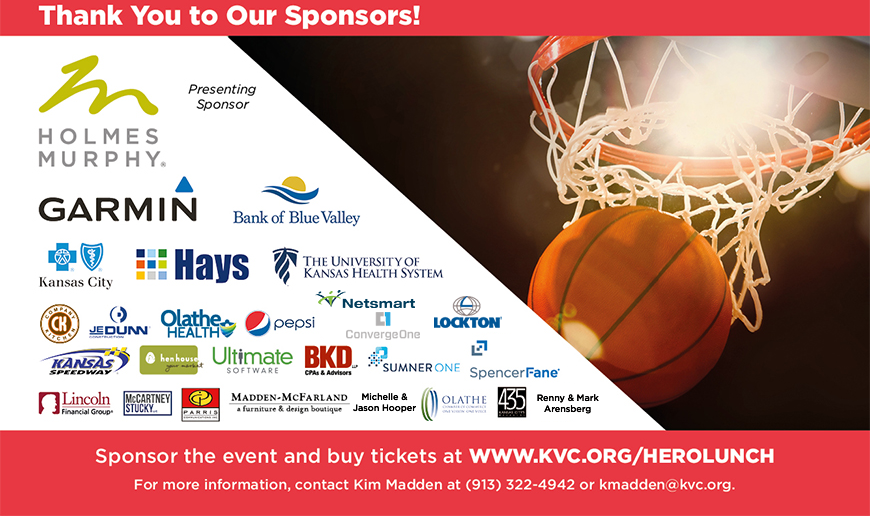 Corporate sponsors of KVC Hero Luncheon 2019 Holmes Murphy Garmin Bank of Blue Valley and more