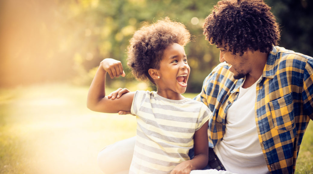 Strong father and child build resilience