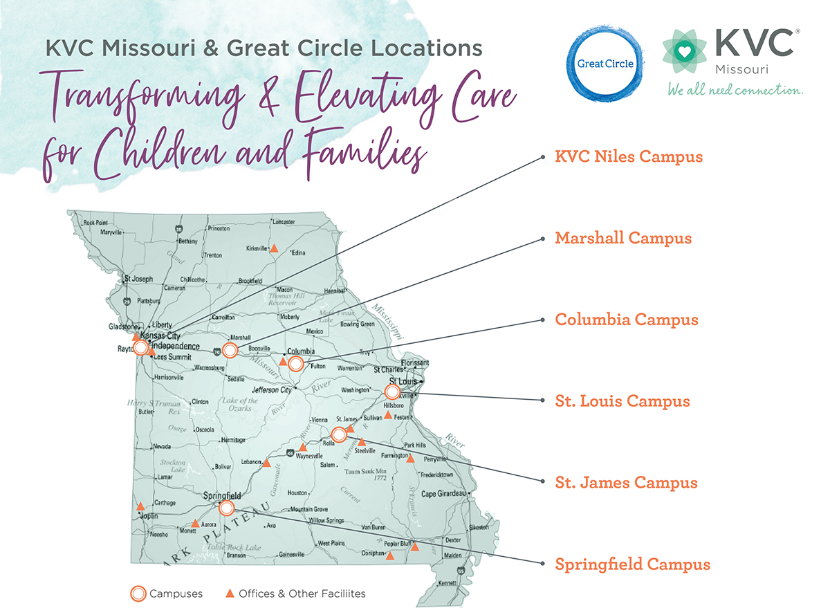 KVC Missouri Great Circle map