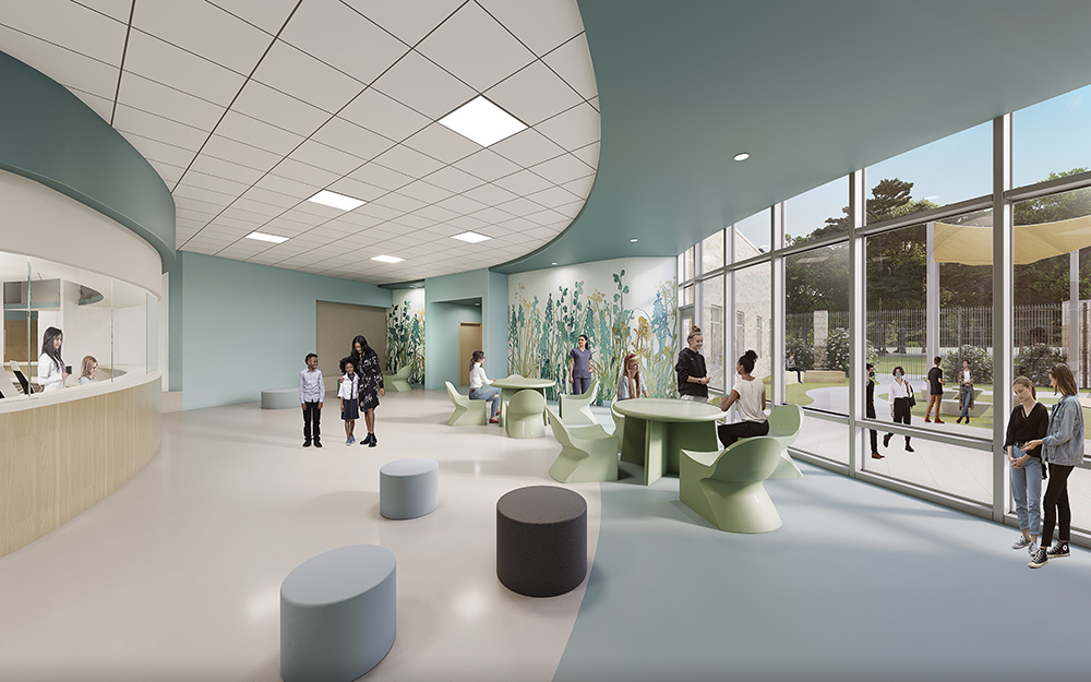 Rendering of new Camber Mental Health mental wellness campus for youth and adults in Olathe, KS - from KVC Health Systems