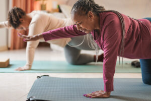 Women doing yoga