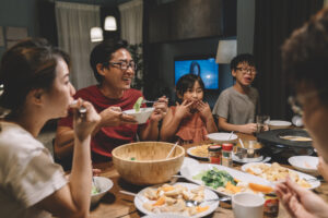 family having dinner